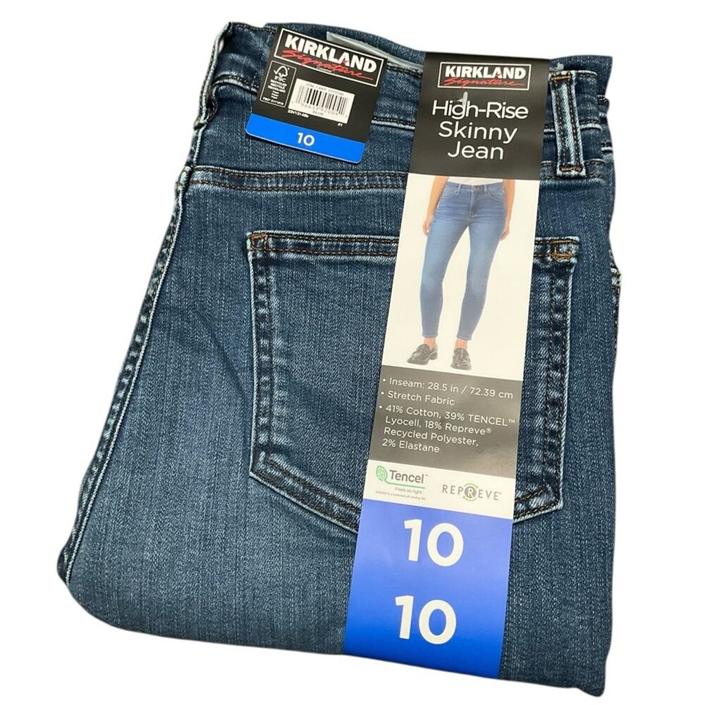 Kirkland Signature Denim Jeans Stretch Skinny Fit High Rise Blue Size 10 NWT